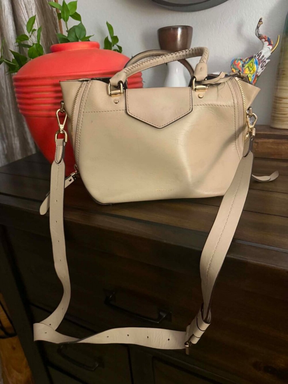 Michael Kors Blakely Leather Satchel Beige